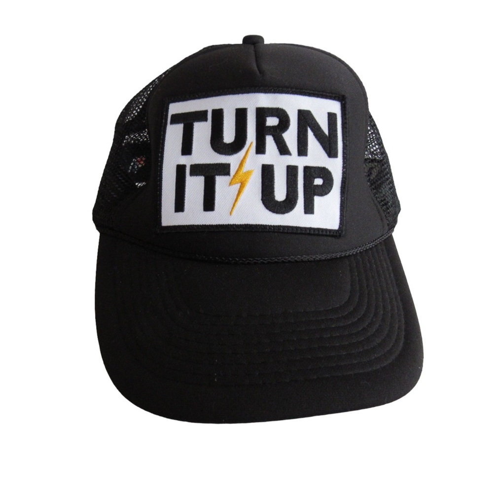 Aviator Nation Turn It Up Trucker Hat Bolt Black Mesh Adjustable Snapback Cap - Picture 2 of 8